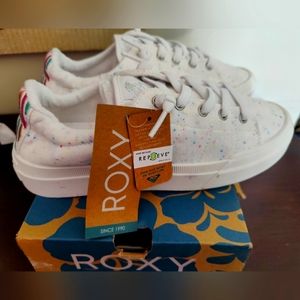 Womens Roxy Rae Slip On Casual Shoe - White / Confetti Cake - Size 8